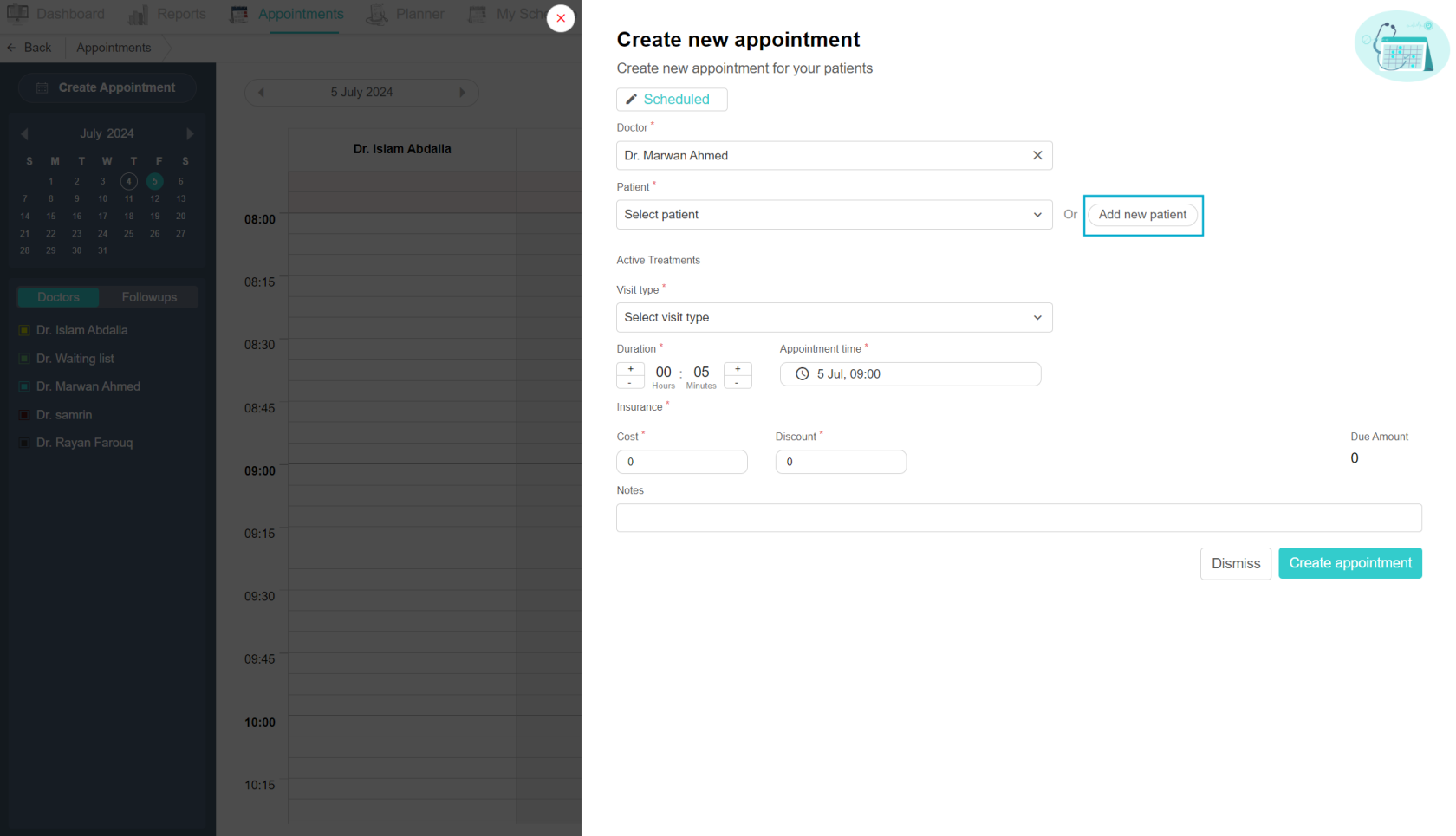 Add patient from create appointment.png