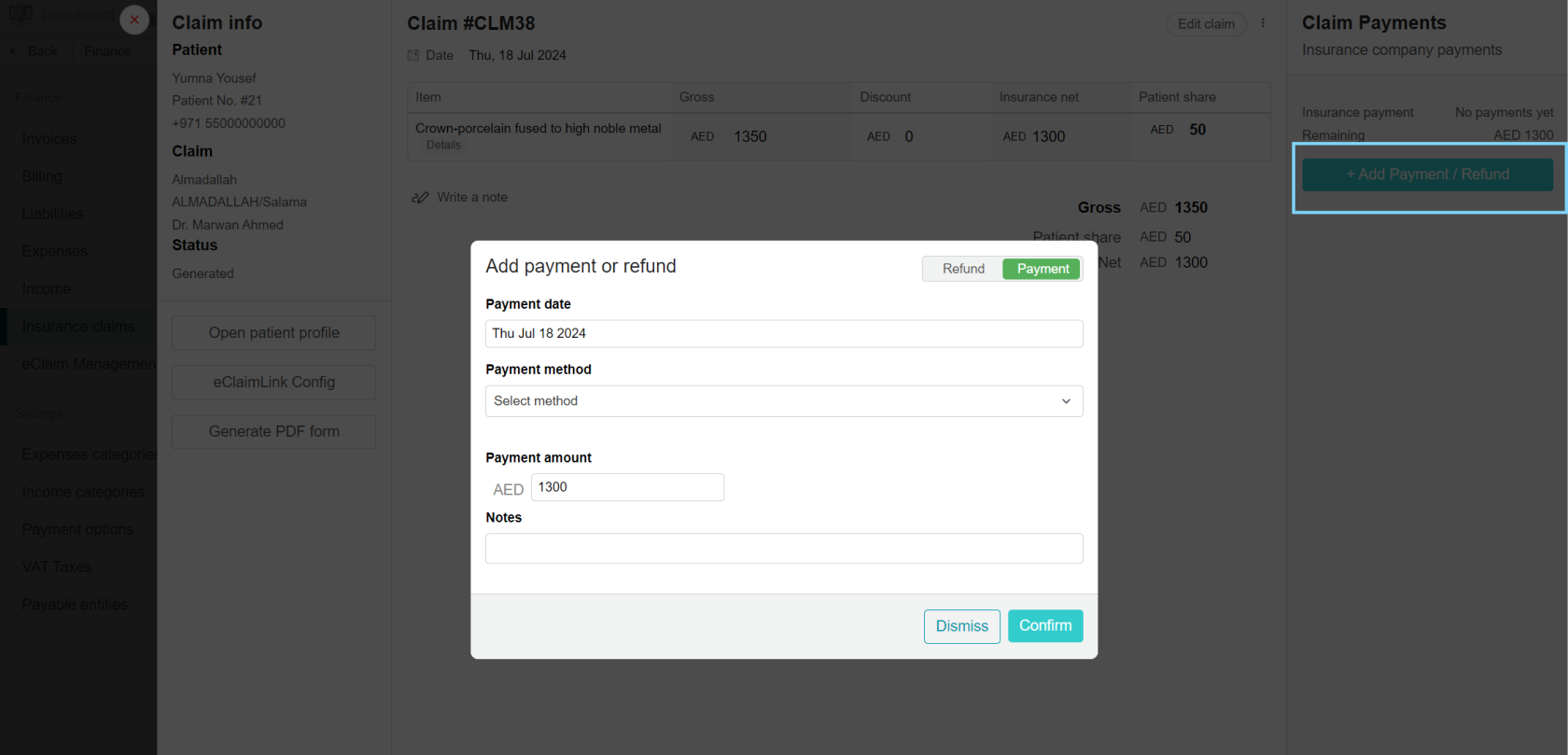 Adding payment to individual patients from insurance providers.png