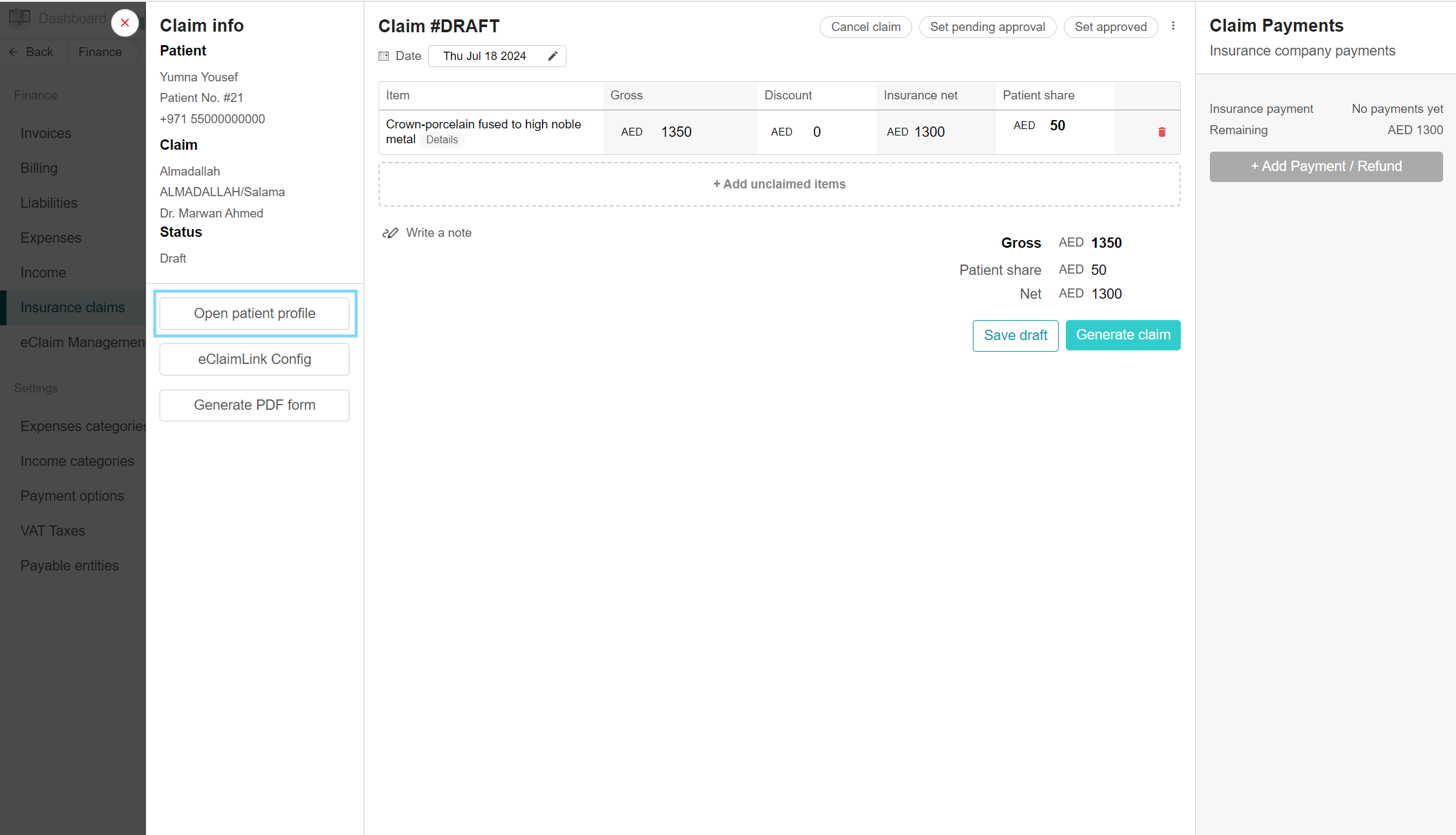 open patient profile from claim.png