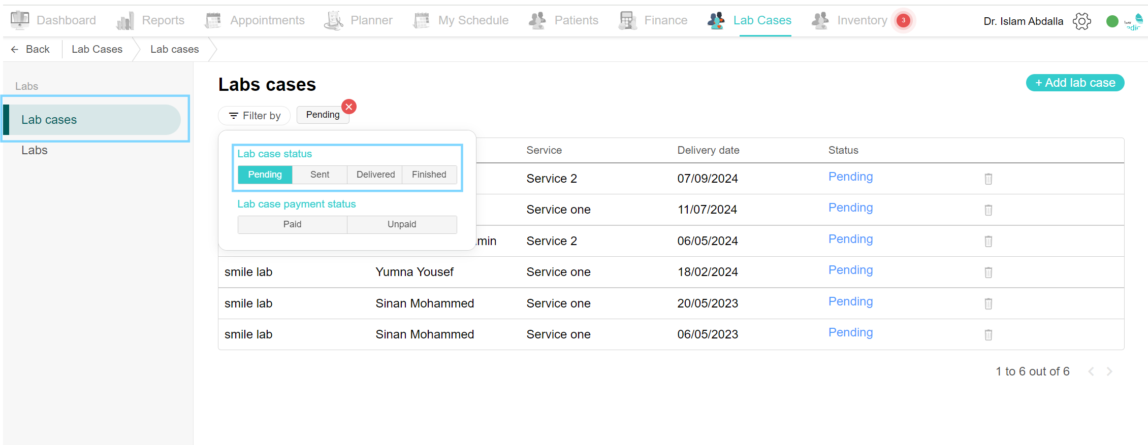 Filter by lab case status.png
