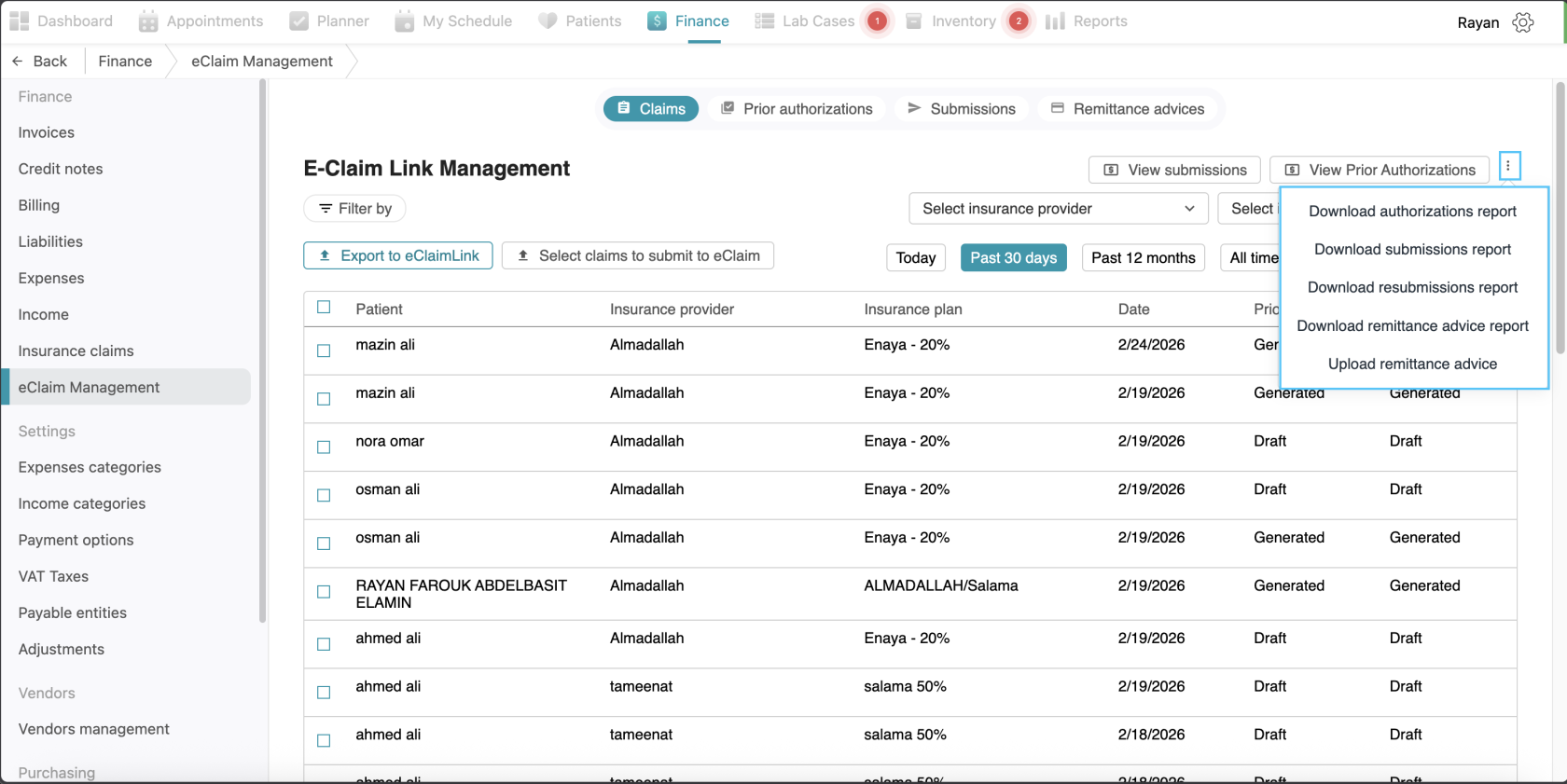e-claim management reports auth sub rem.png