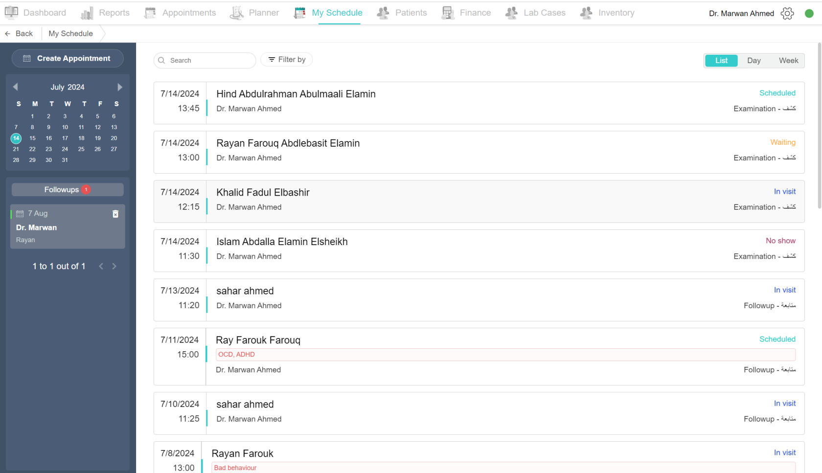 My schedule list view (medical).png